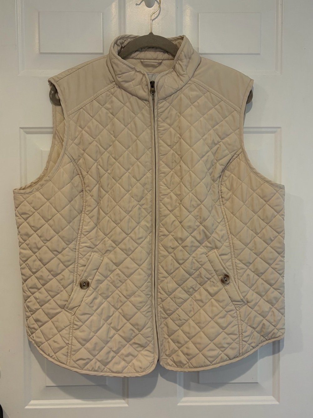 Van Heusen Quilted Cream Women's Zip-Front Vest